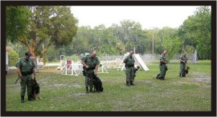 5 of the 15 sheriff K9's with their handlers, who received a bullet/stab resistant vest